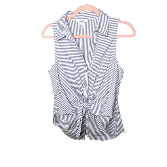 Nine West Sleeveless Button Down Women's Size Medium Lagenlook Preppy Office - Picture 1 of 6